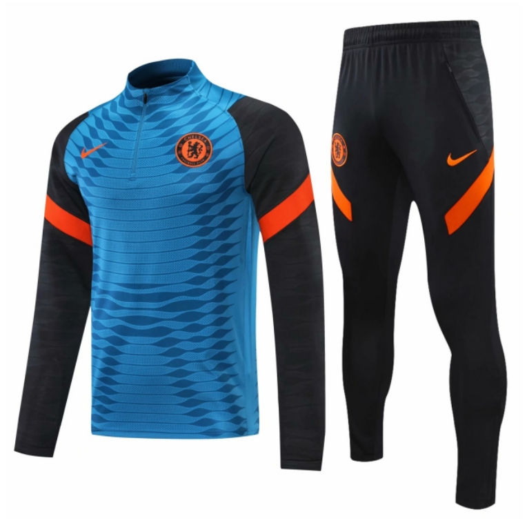 2021/22 Chelsea Blue Black Training Kits Sweatshirt with Pants